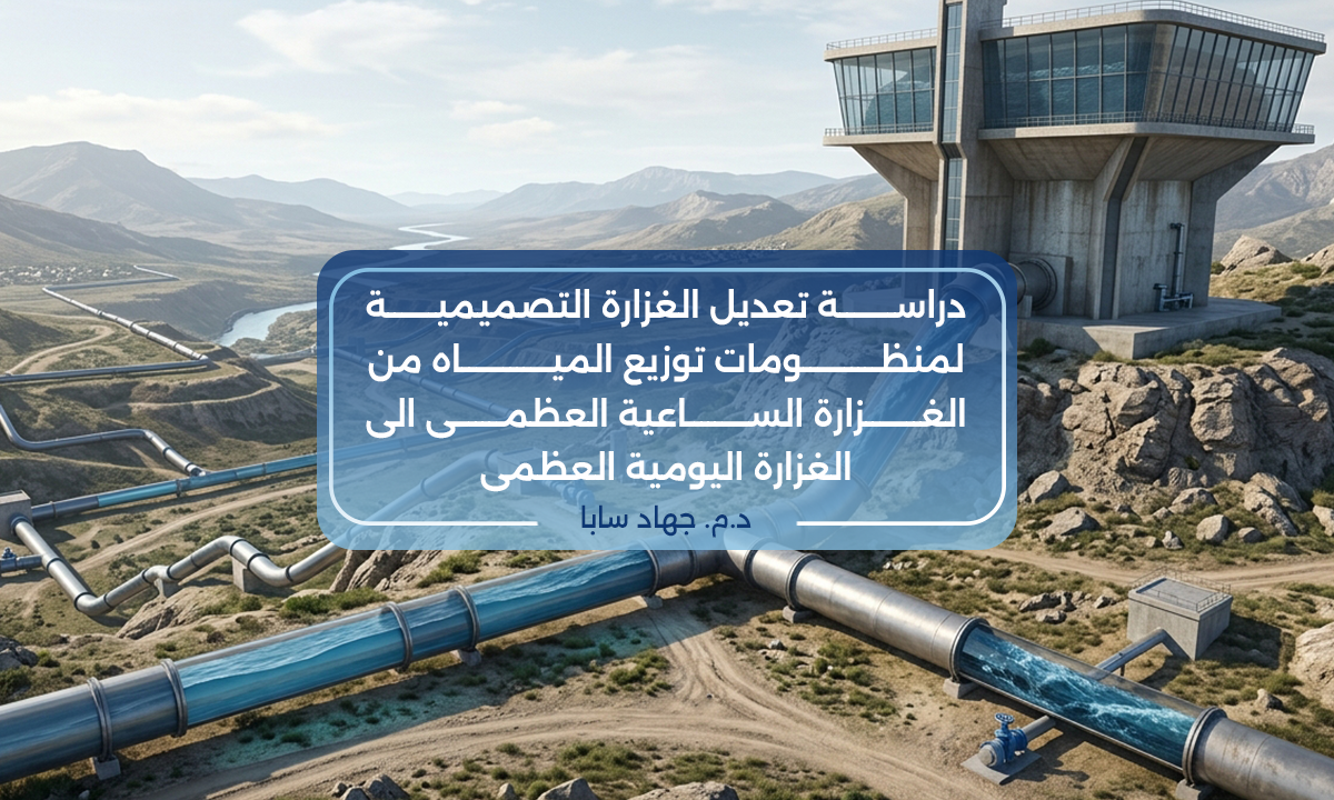 دراسة تعديل الغزارة التصميمية  لمنظومات توزيع المياه  من الغزارة الساعية العظمى الى الغزارة اليومية العظمى